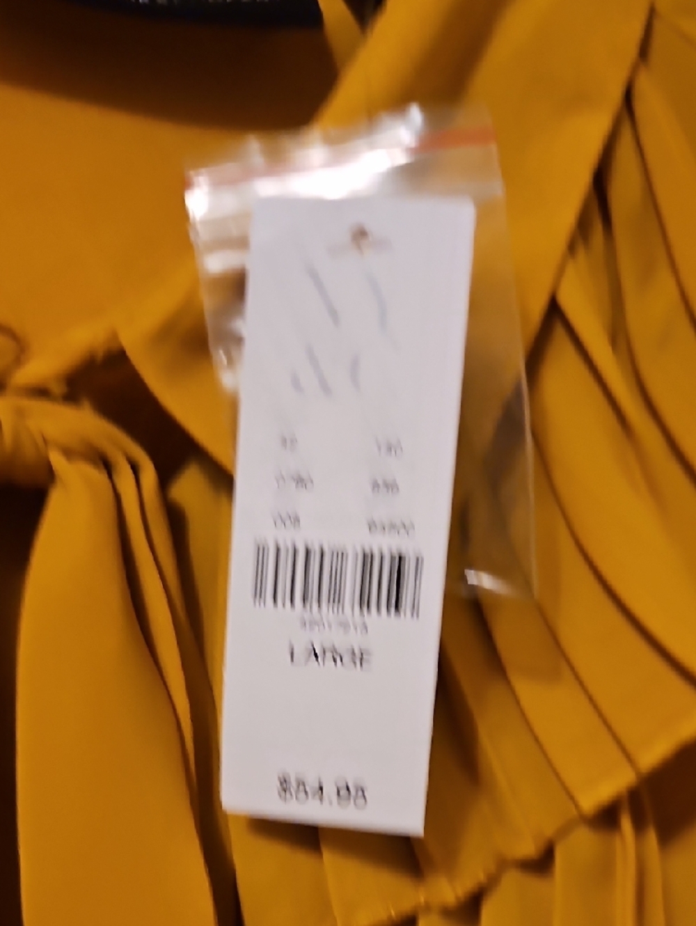 New York & Company Mustard Pleated Ruffle Tie-Neck Blouse, NWT - Picture 3 of 6